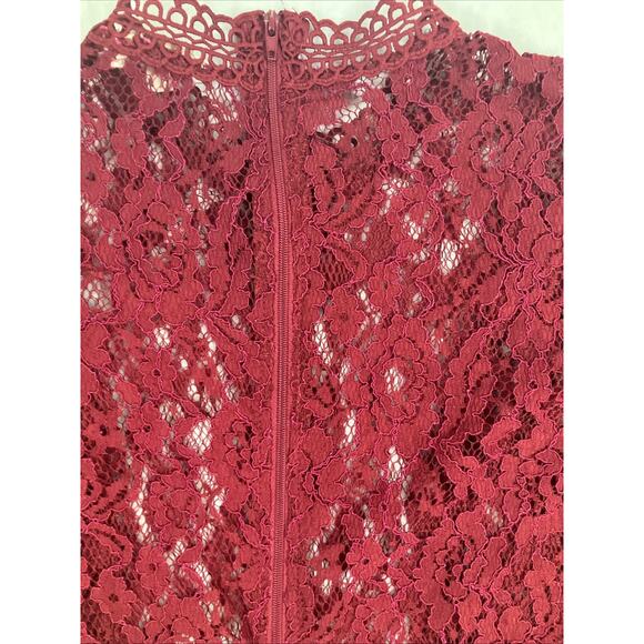 Fairy Women's Whimsy Sheer Lace Romantic Size Medium Blouse Red NWT Zip-Up Back - Picture 10 of 16